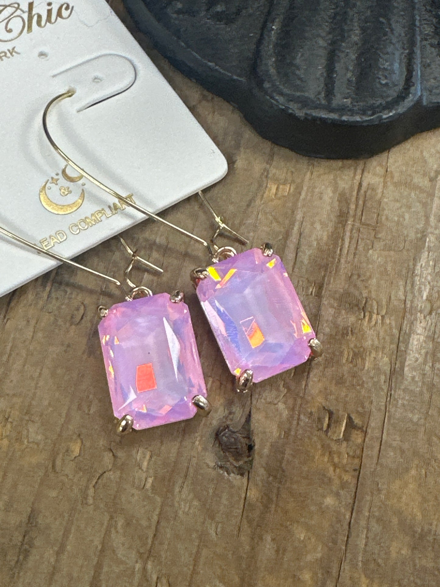 Emerald Cut Jeweled Drop Earrings