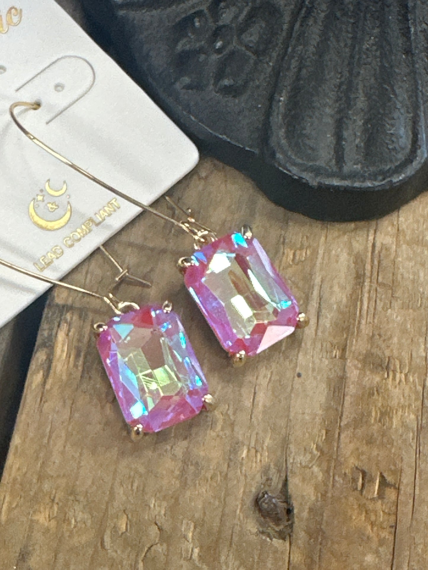 Emerald Cut Jeweled Drop Earrings