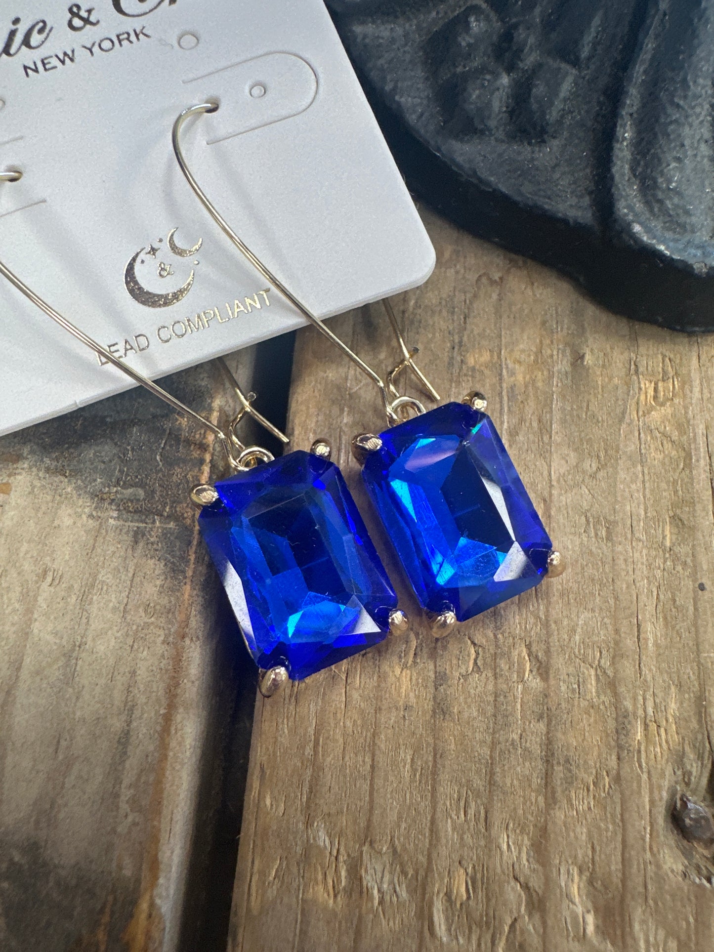 Emerald Cut Jeweled Drop Earrings