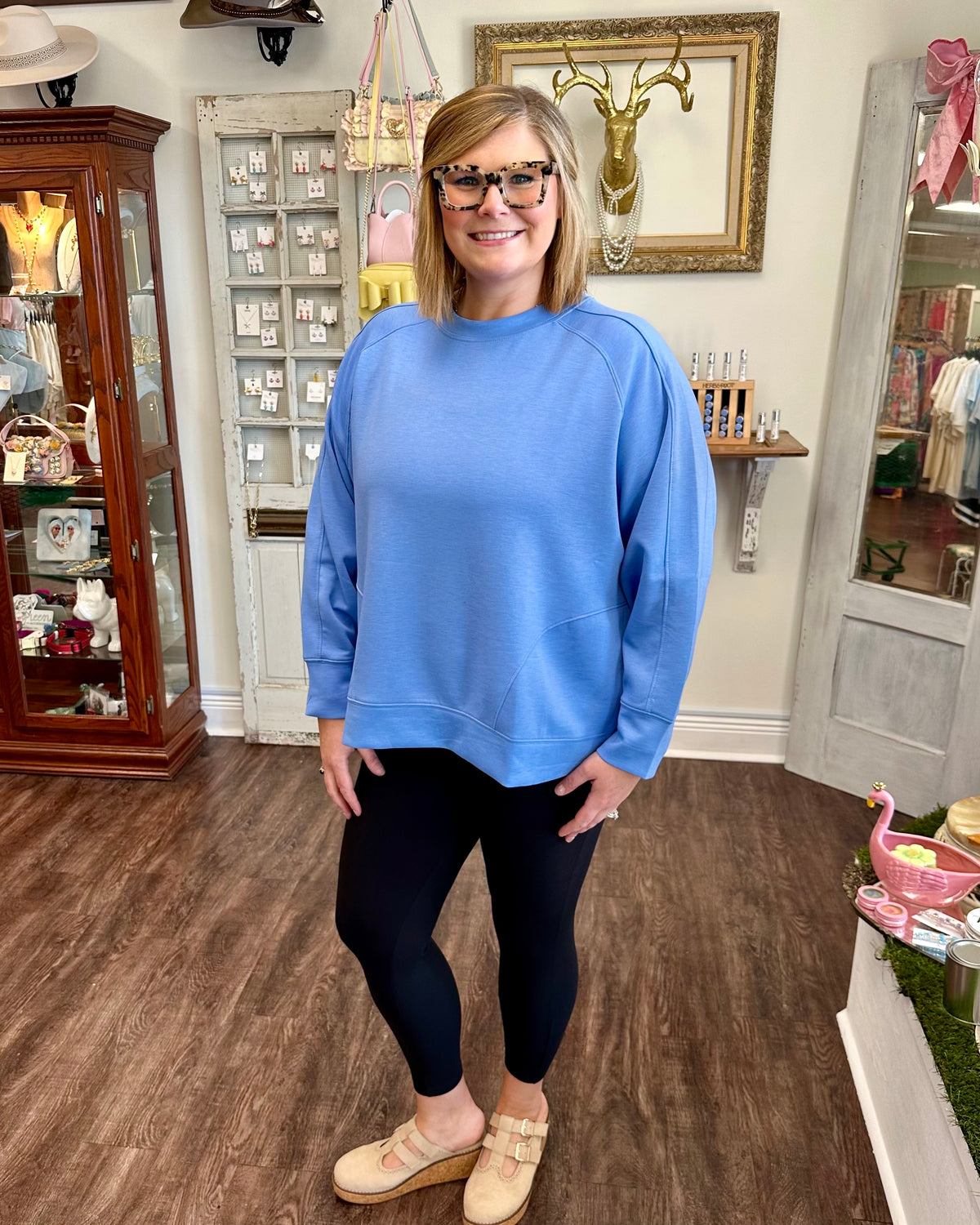 Round Neck Pullover with Side Slits
