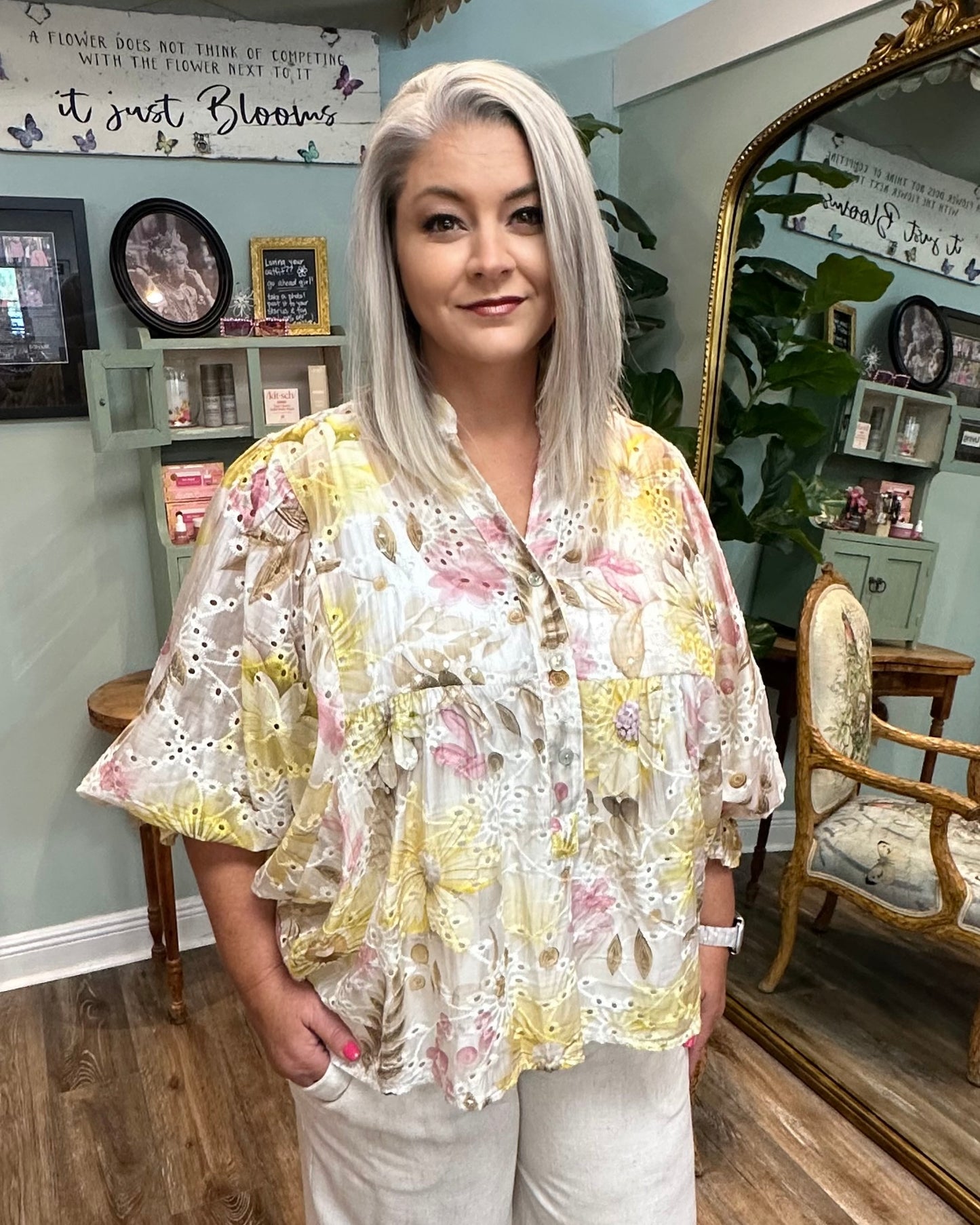 Floral Eyelet Blouse
