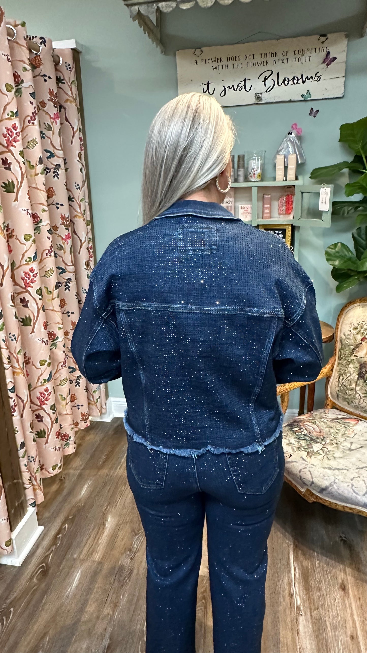 Dark Denim Bedazzled Jacket