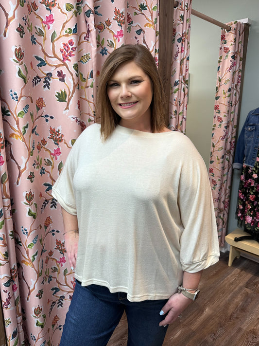Soft Knit Loose Fit Dolman Sleeve Top