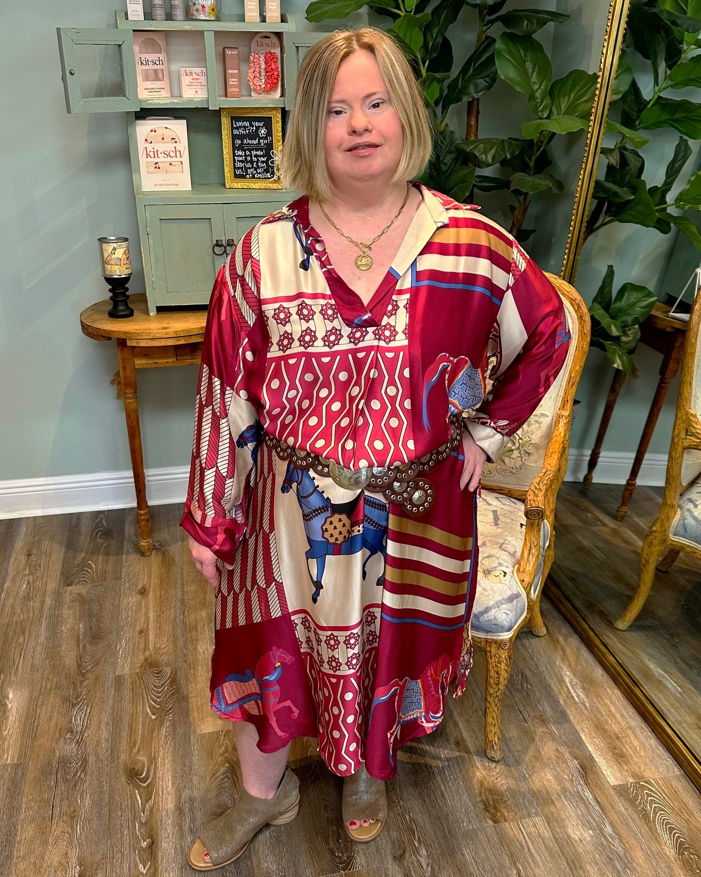 Italian Silk Horse Print Dress