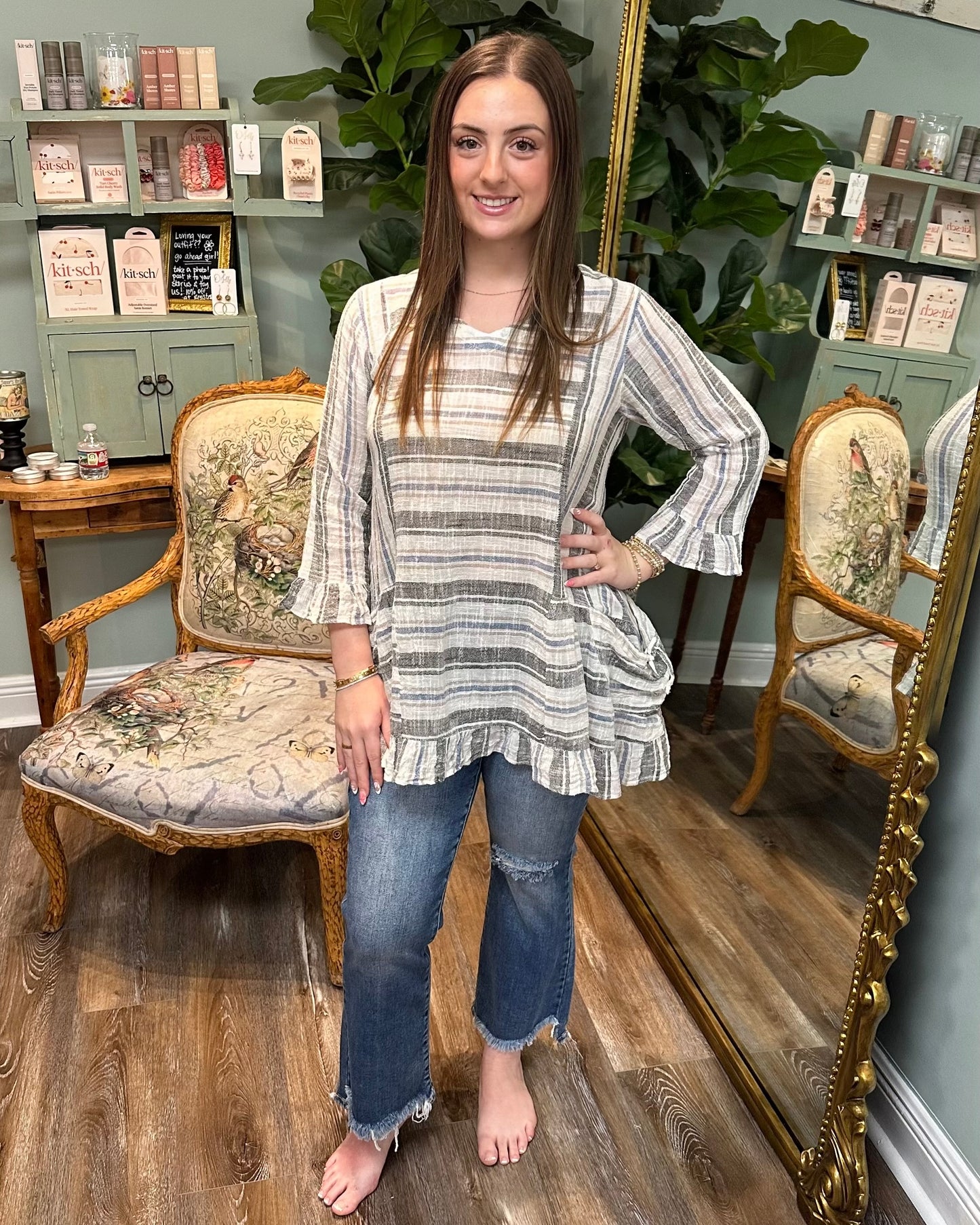 Blue Striped Cotton Top