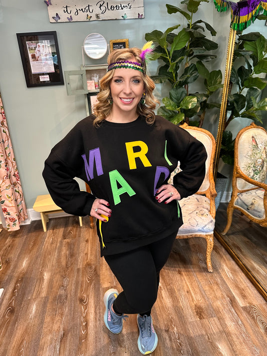 Mardi Gras Sweatshirt with Side Bows