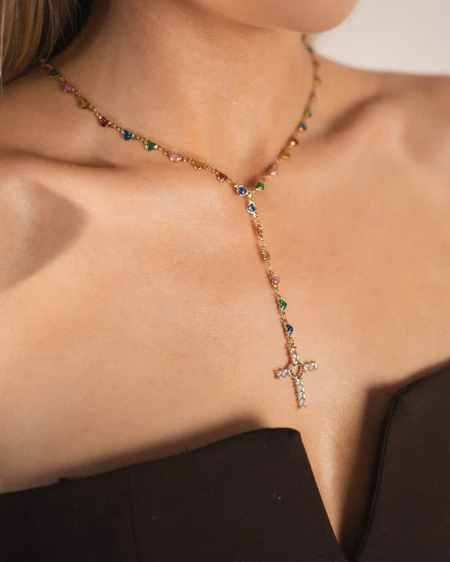 Catholic Y Necklace with Cross