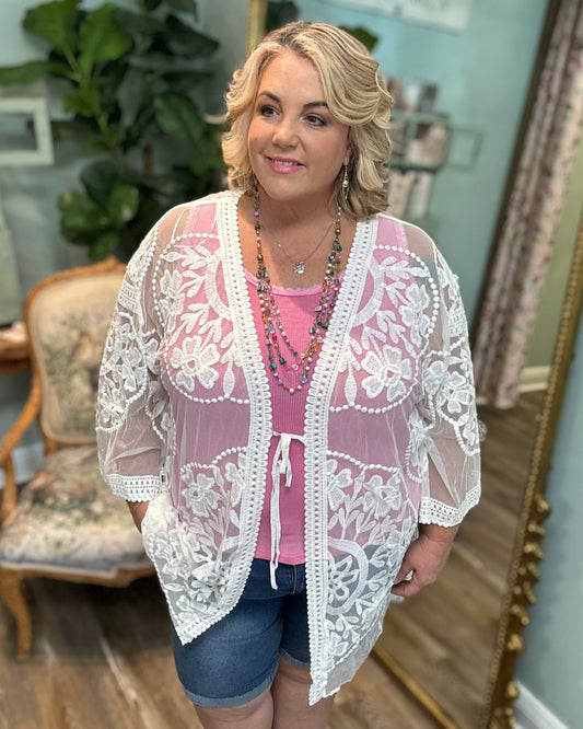 Lace Open Front Kimono