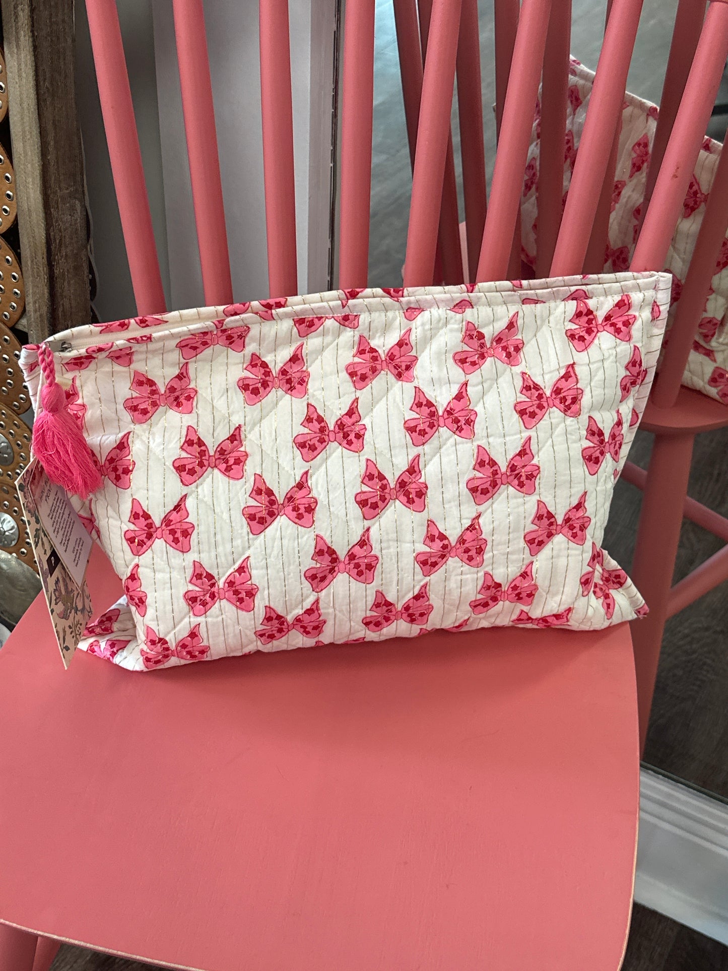 Quilted Pink Bow Multi-Purpose Bag