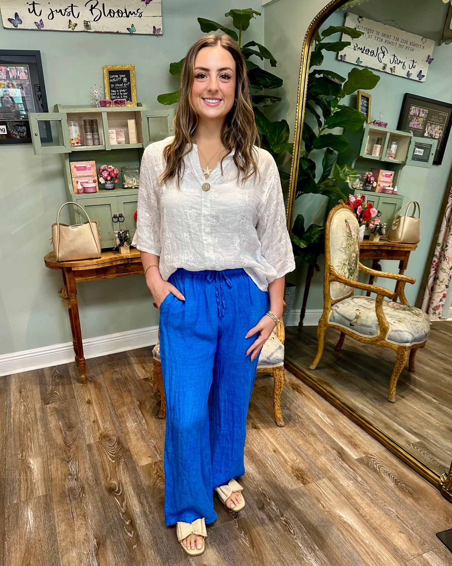 Elastic Waist Linen Pant