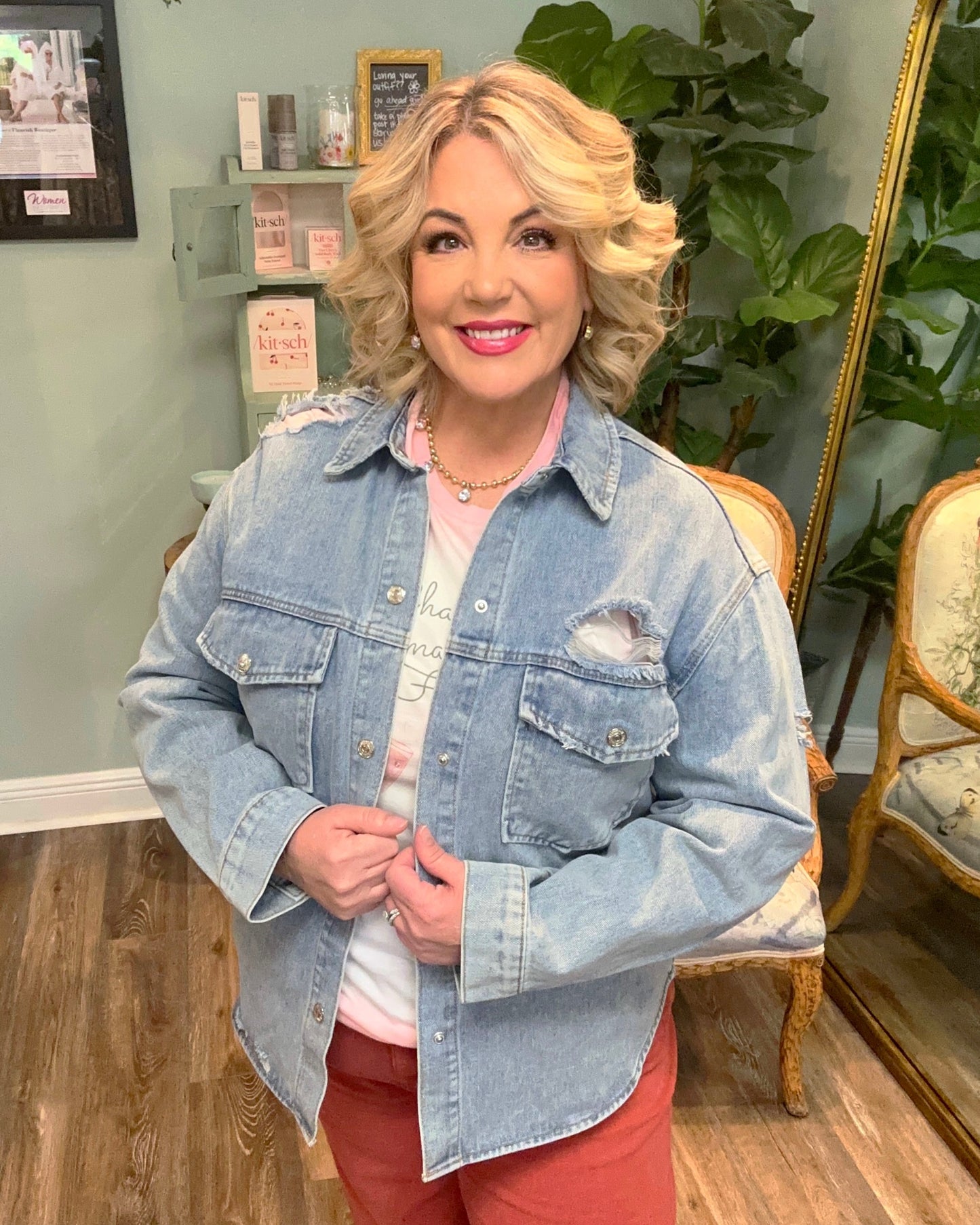 Distressed Denim Shacket