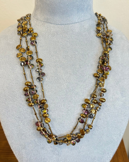 Multi Strand Stone and Bead Necklace
