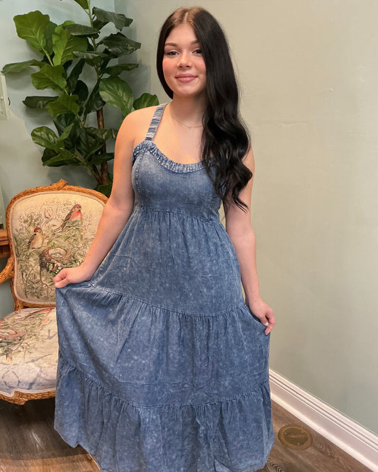 Washed Denim Tencel Dress