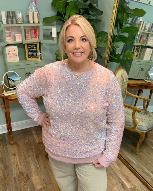 Pink Sequin Sweatshirt
