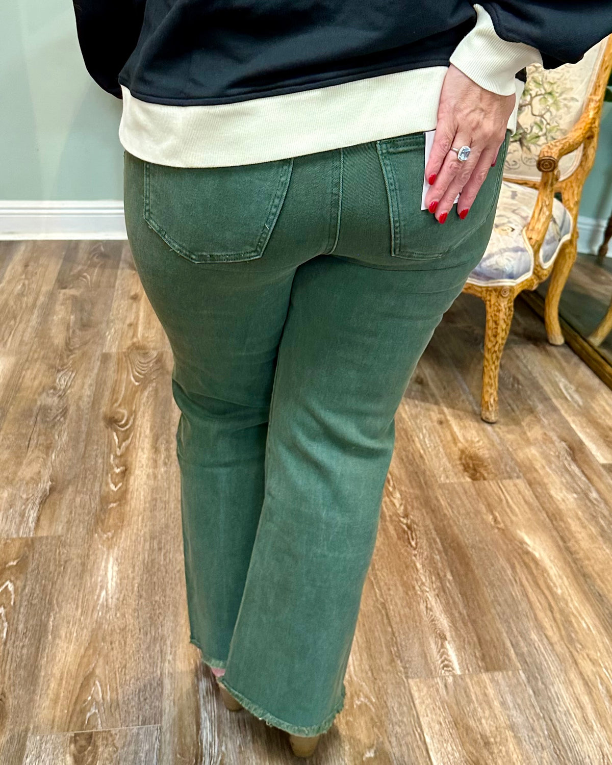 Colored Frayed Hem Pant