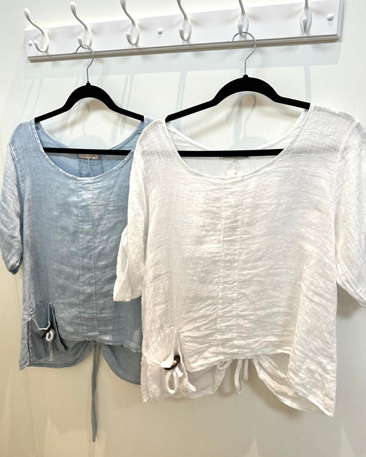 Side Knot Pocket Linen Top