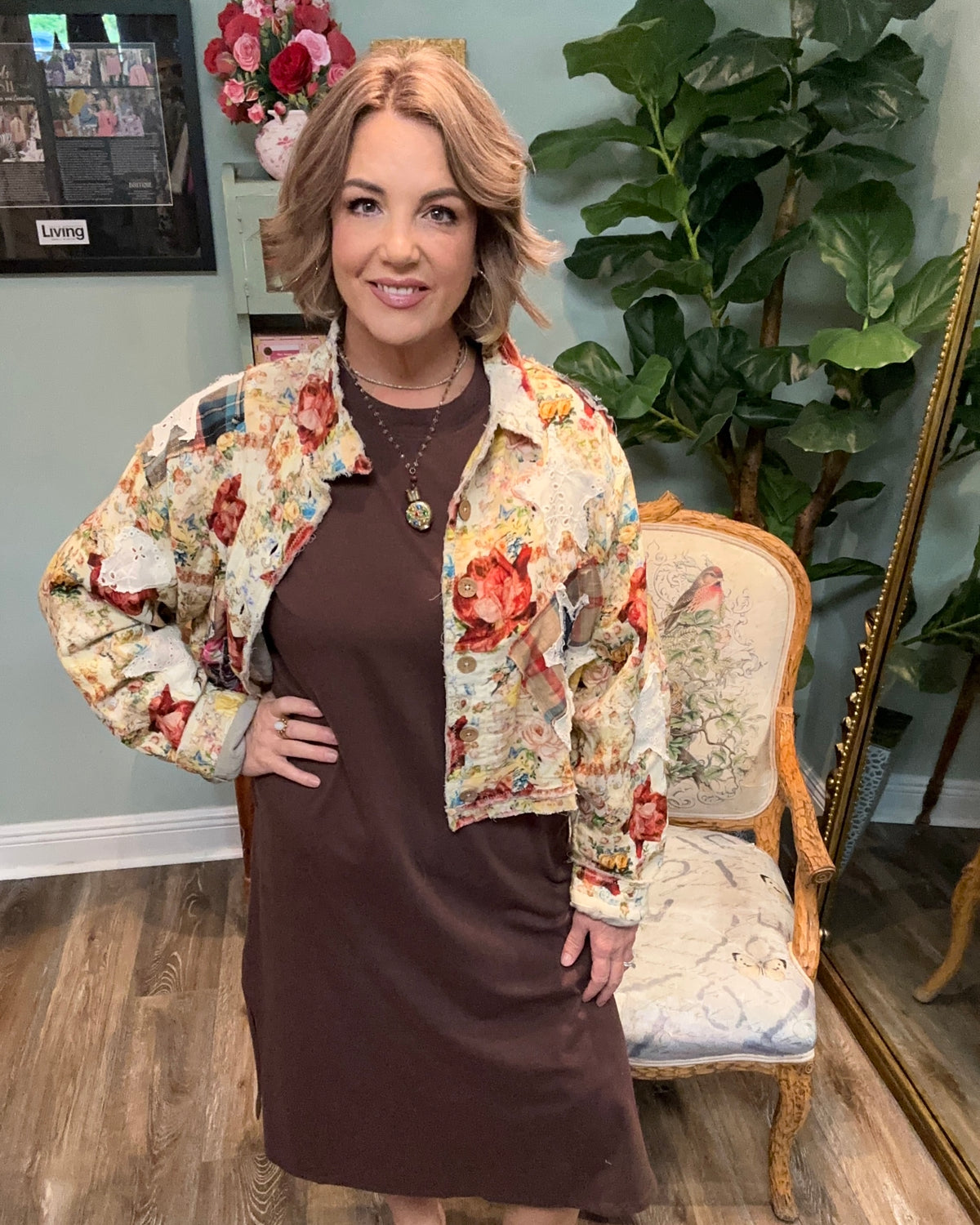 Multi Print Cropped Jacket
