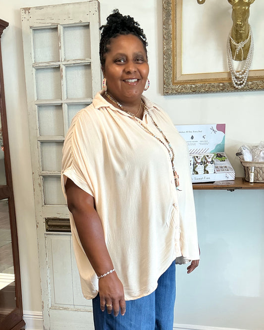 Textured Apricot Dolman Top