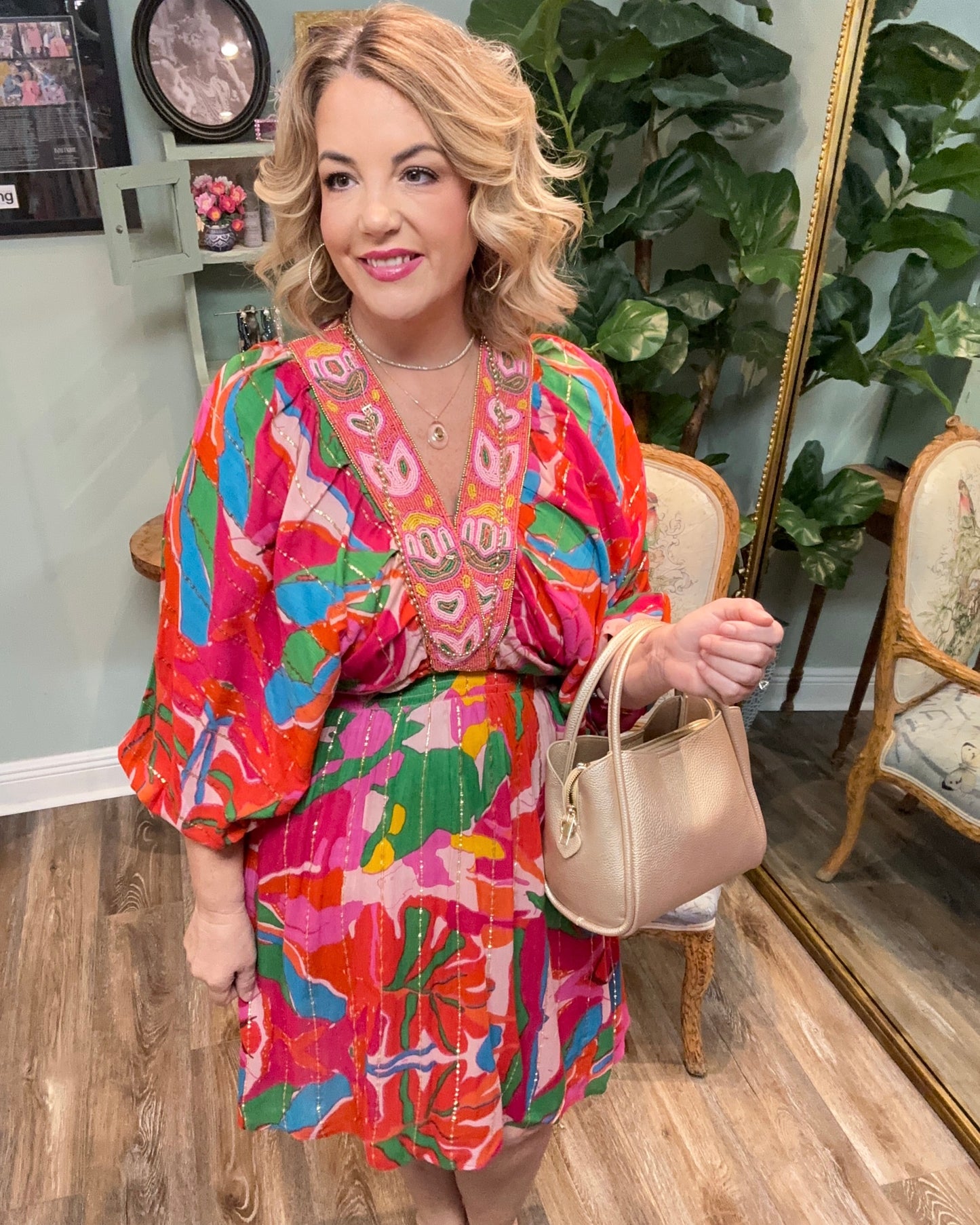 Sophia Fushia Print Dress