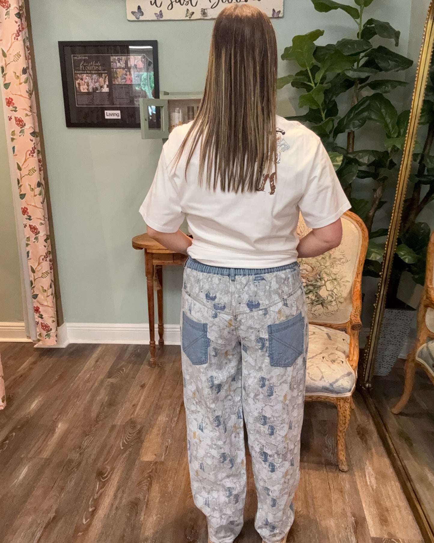 Retro Flower Pants Blue
