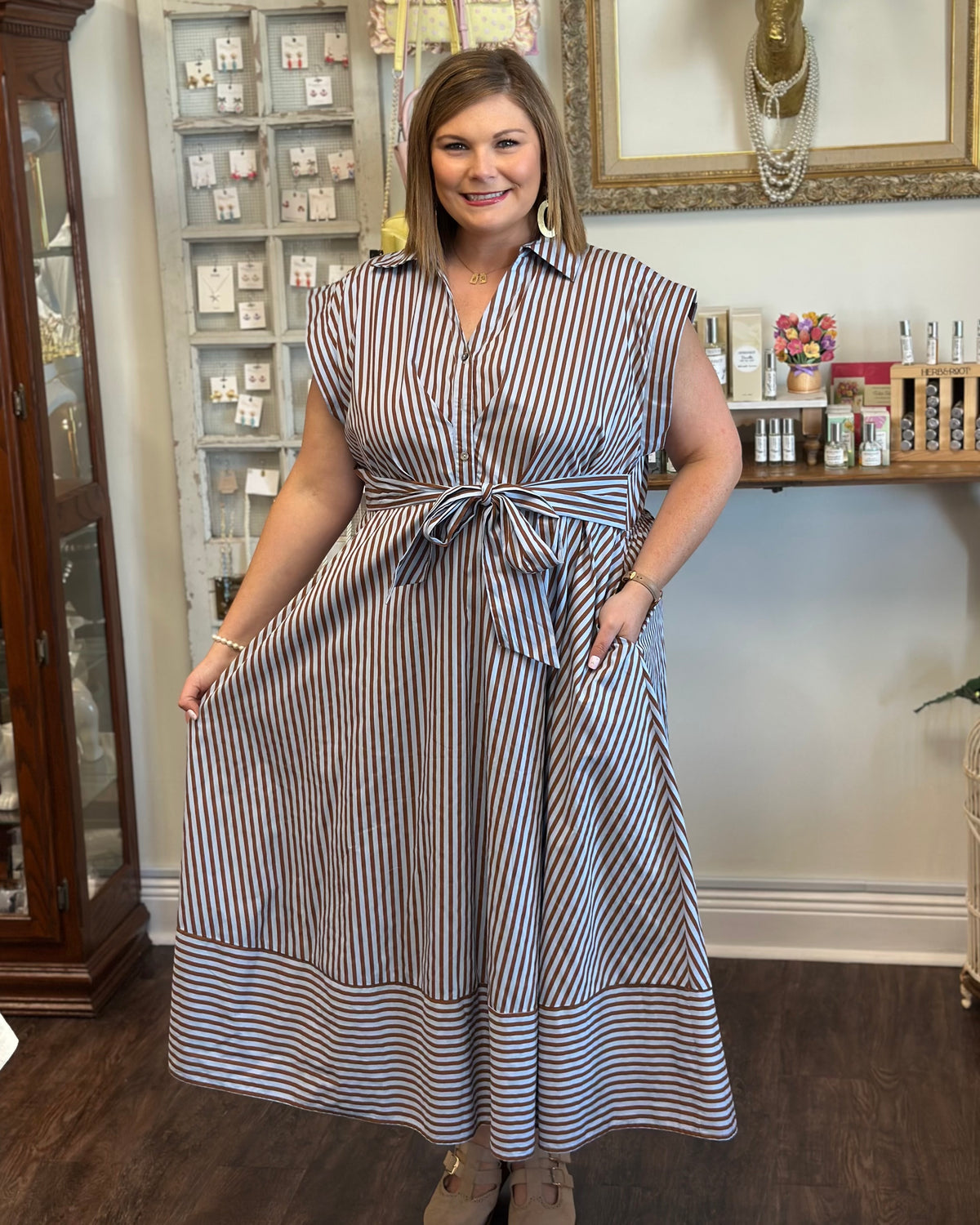 Striped Blue/Brown Dress