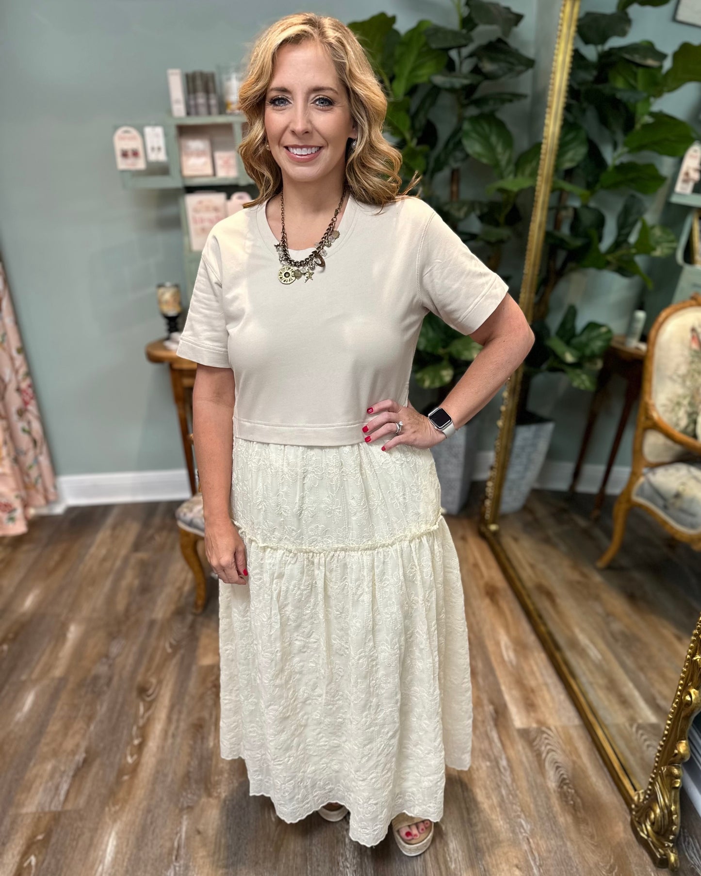 Layered Lace T-shirt Dress