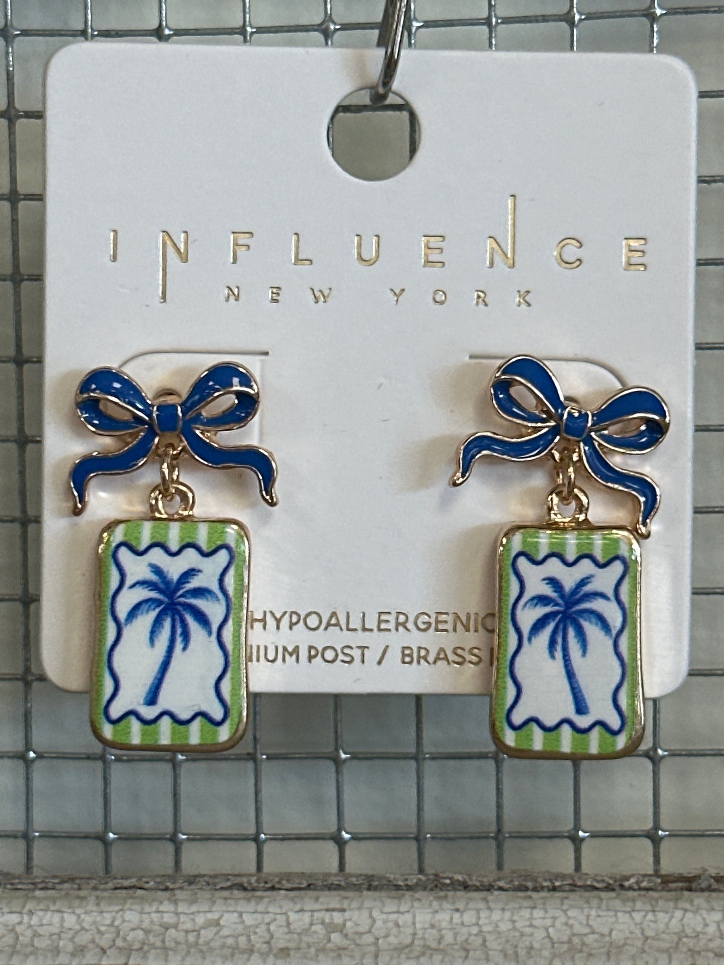 Coastal Drop Earrings with Bow - Metal