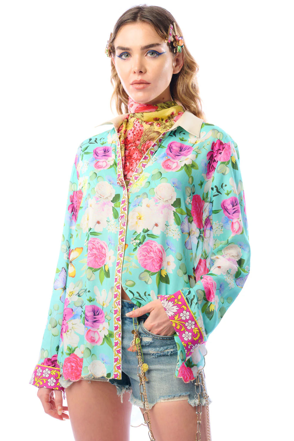 Serenity Springs Floral Shirt - Teal