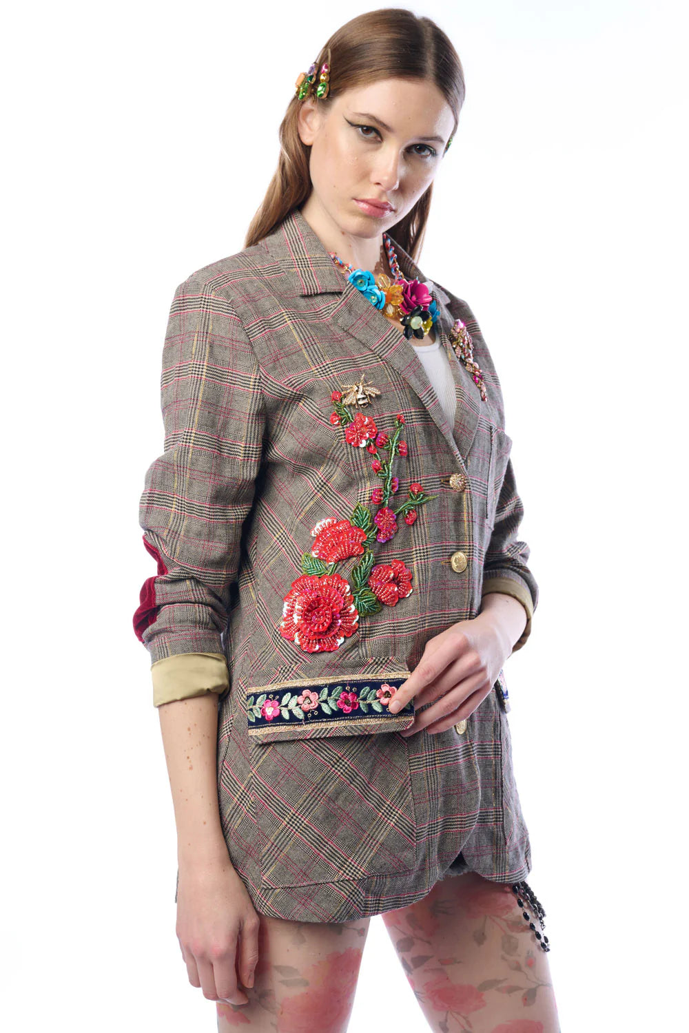 Elizabeth Floral Plaid Blazer