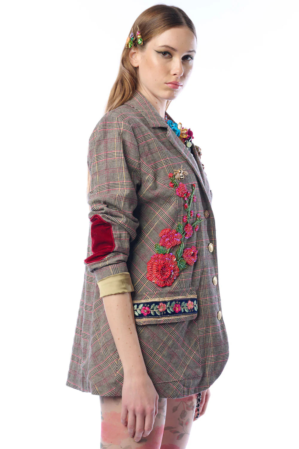 Elizabeth Floral Plaid Blazer