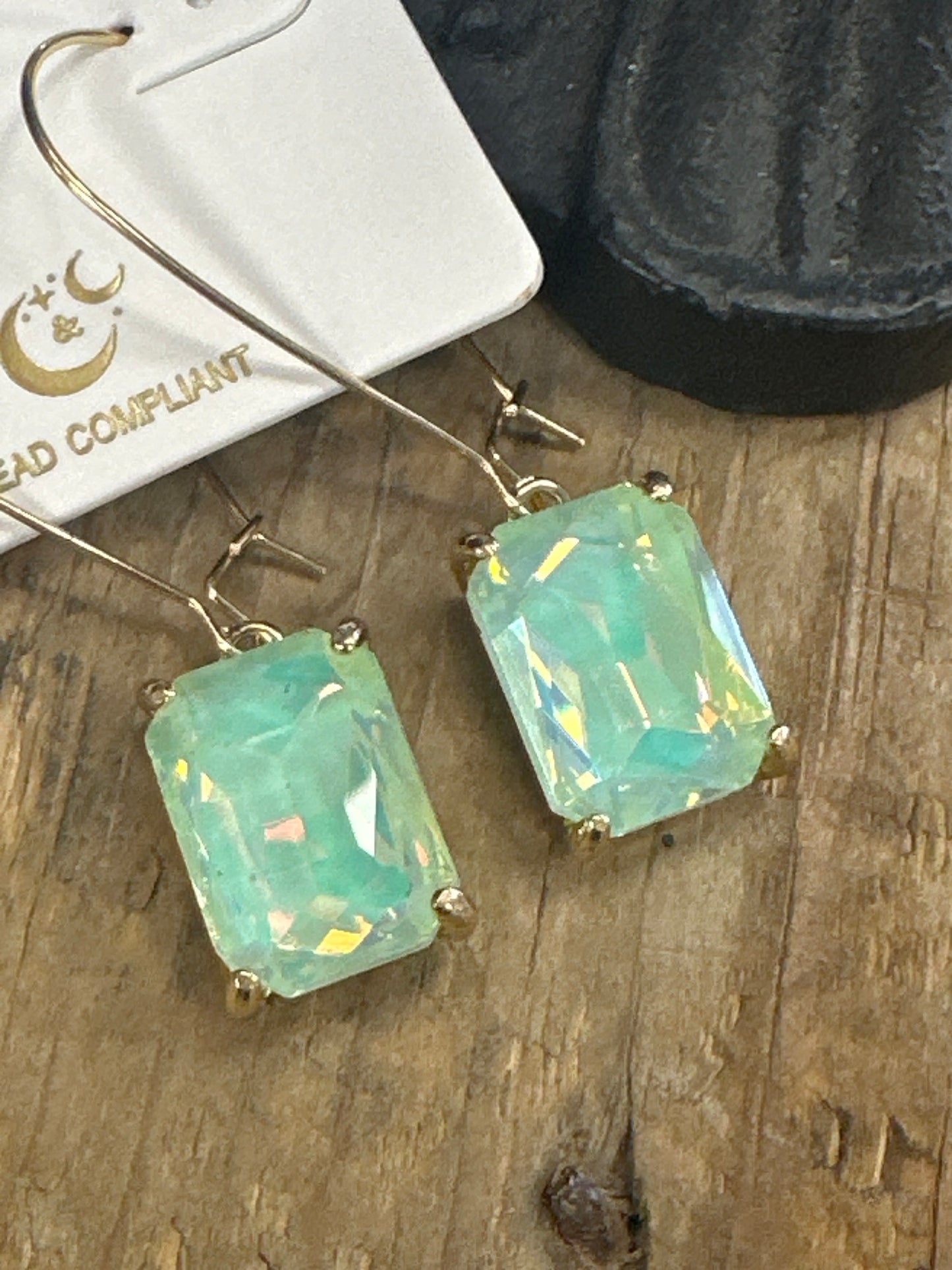 Emerald Cut Jeweled Drop Earrings