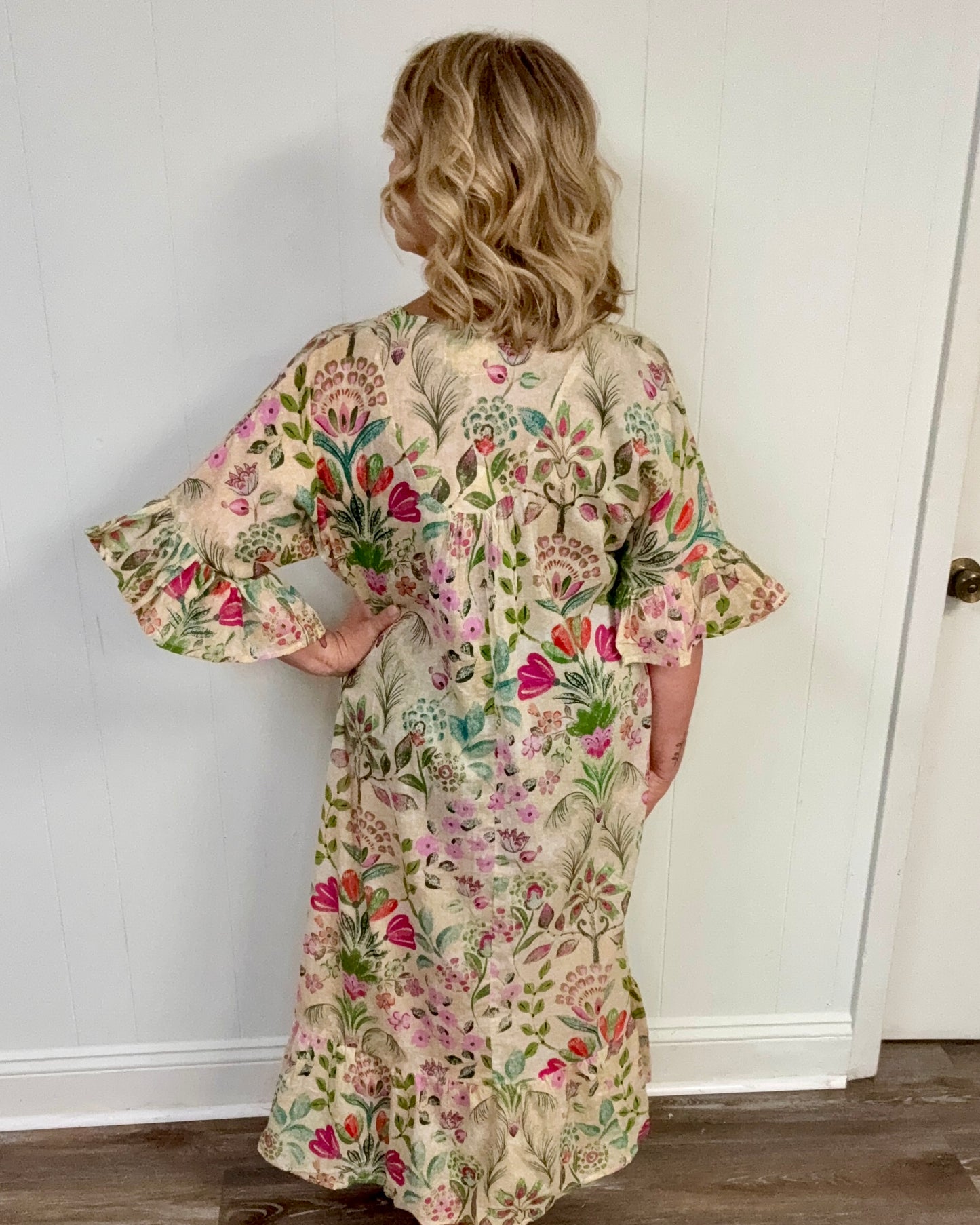 Vanilla Floral Print Maxi Dress