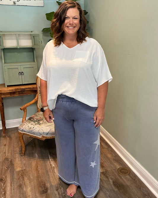 Denim Blue Star Patch Pant