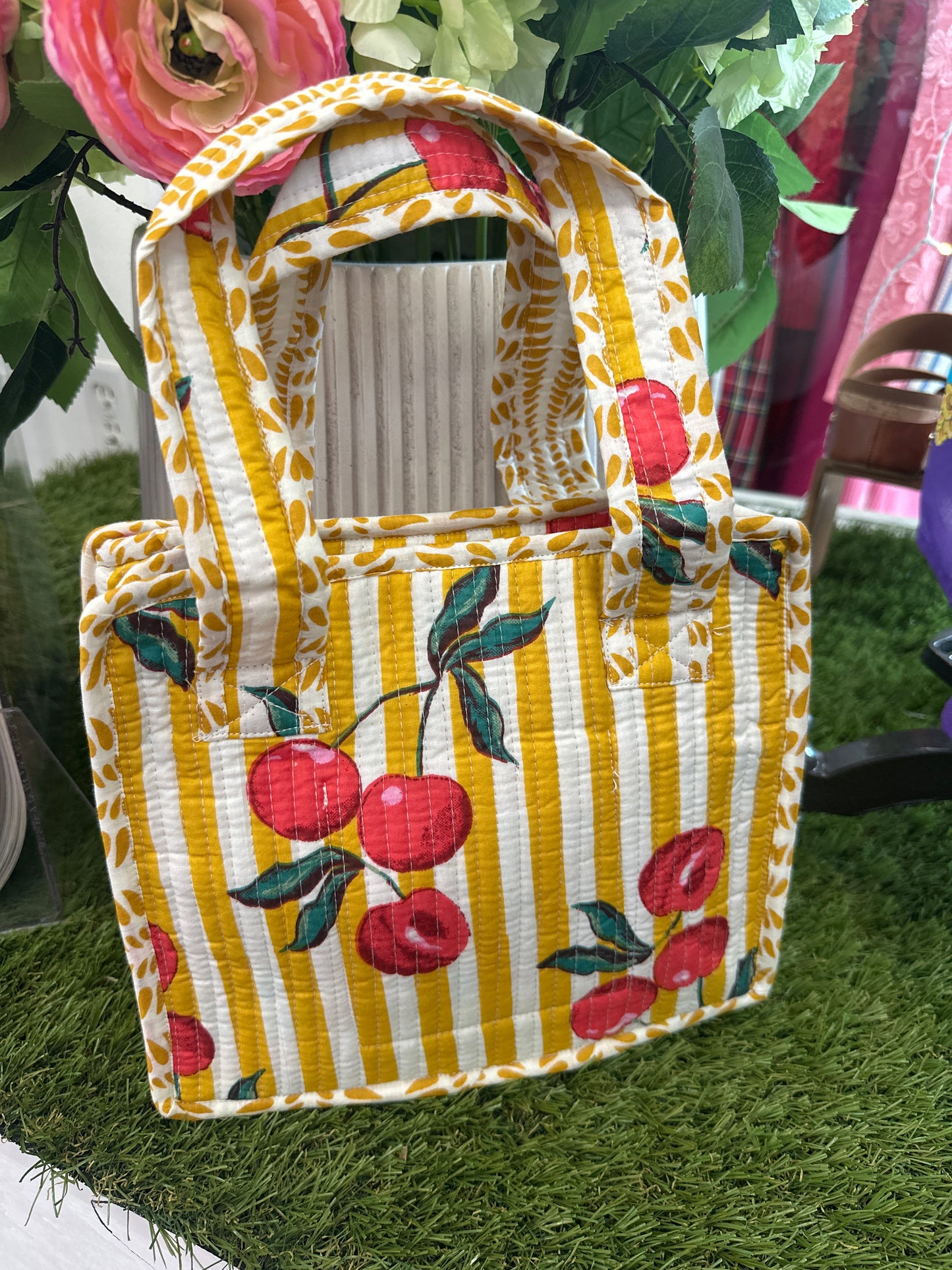 Honey Stripe Cherry Tote