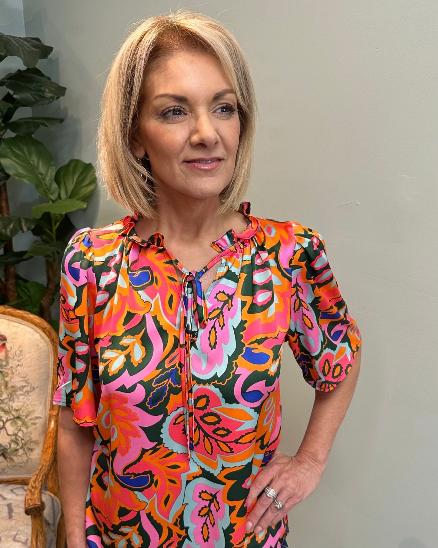 Multicolor Satiny Summer Top