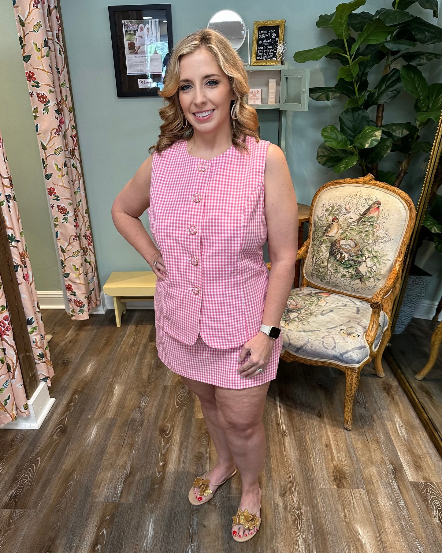 Pink Gingham Romper
