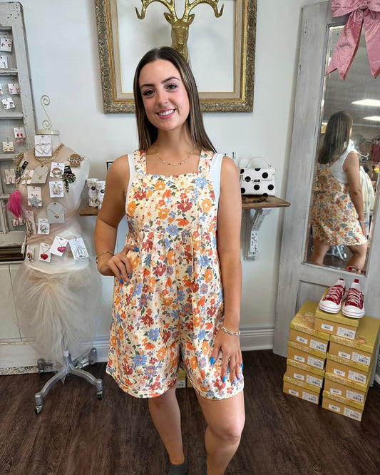 Washed Twill Flower Printed Shortall