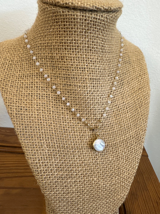 Round Pearl Charm Necklace