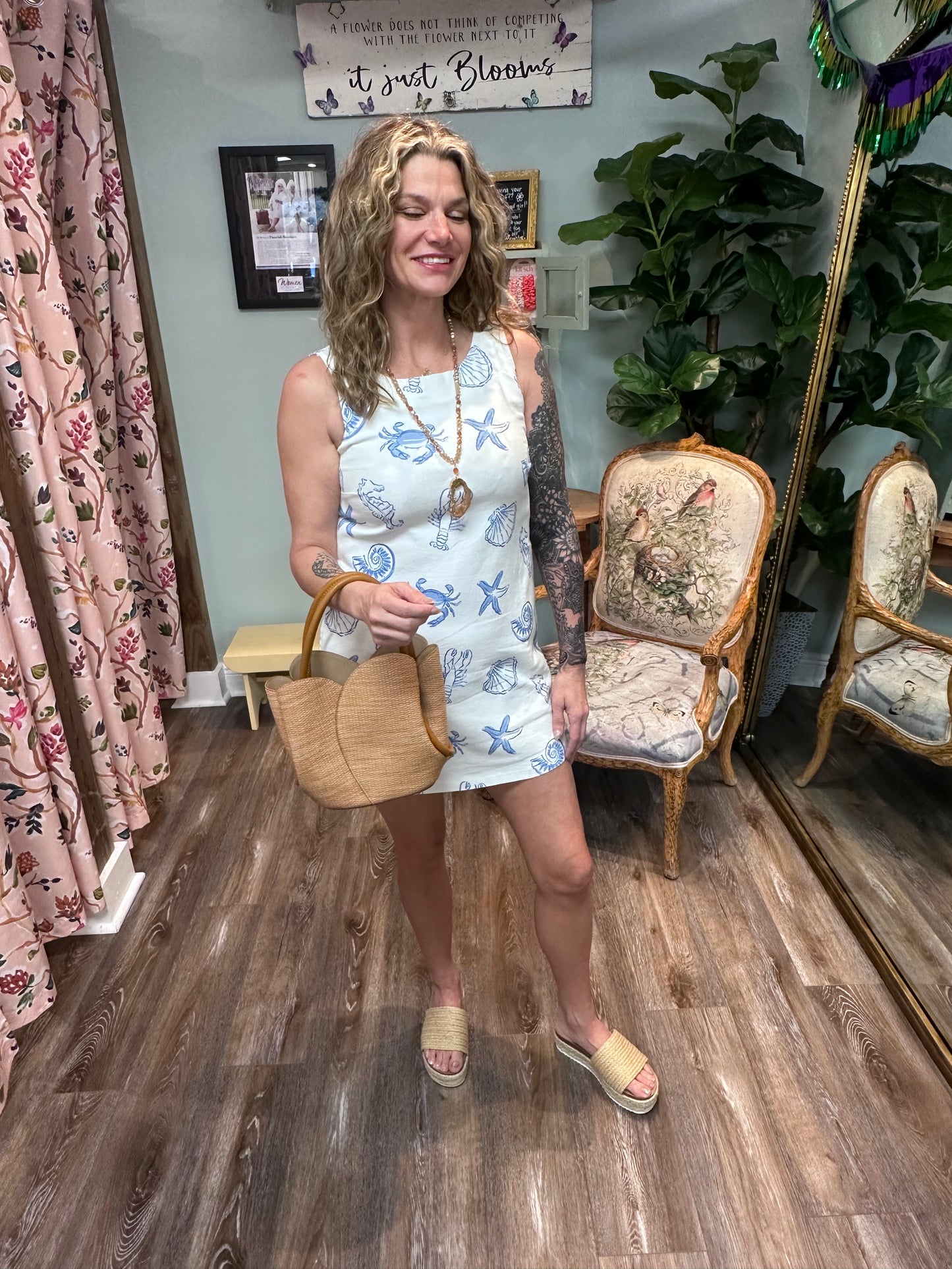 Sea Print Shift Dress