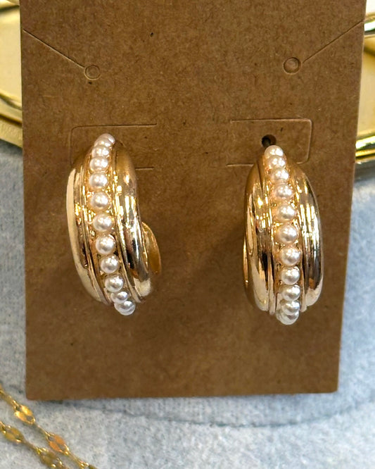 Gold Hoop with Pearls