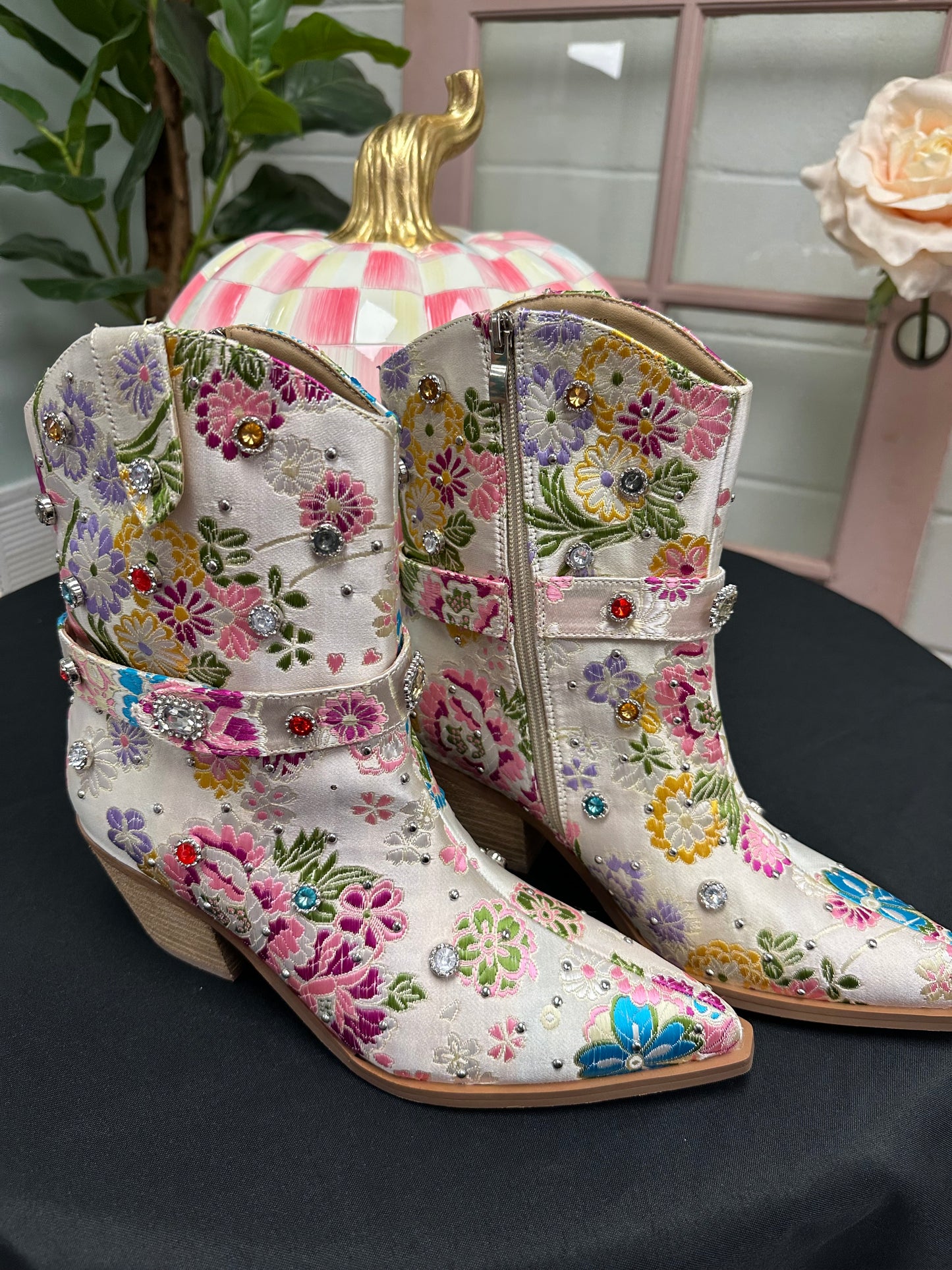 "Flourish" White Bedazzled Boot