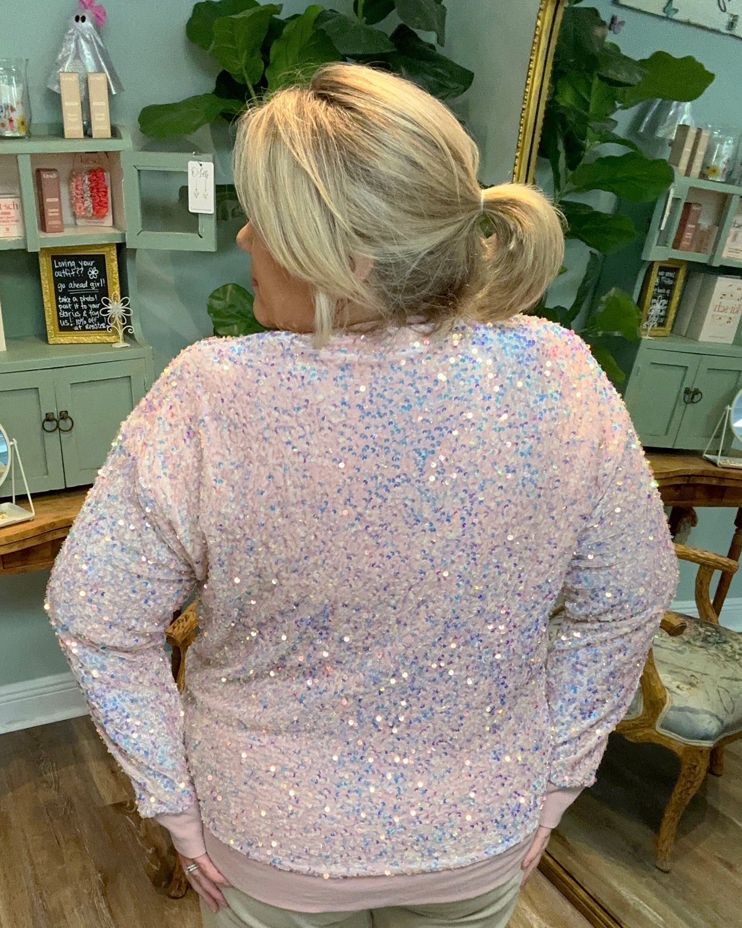 Pink Sequin Sweatshirt