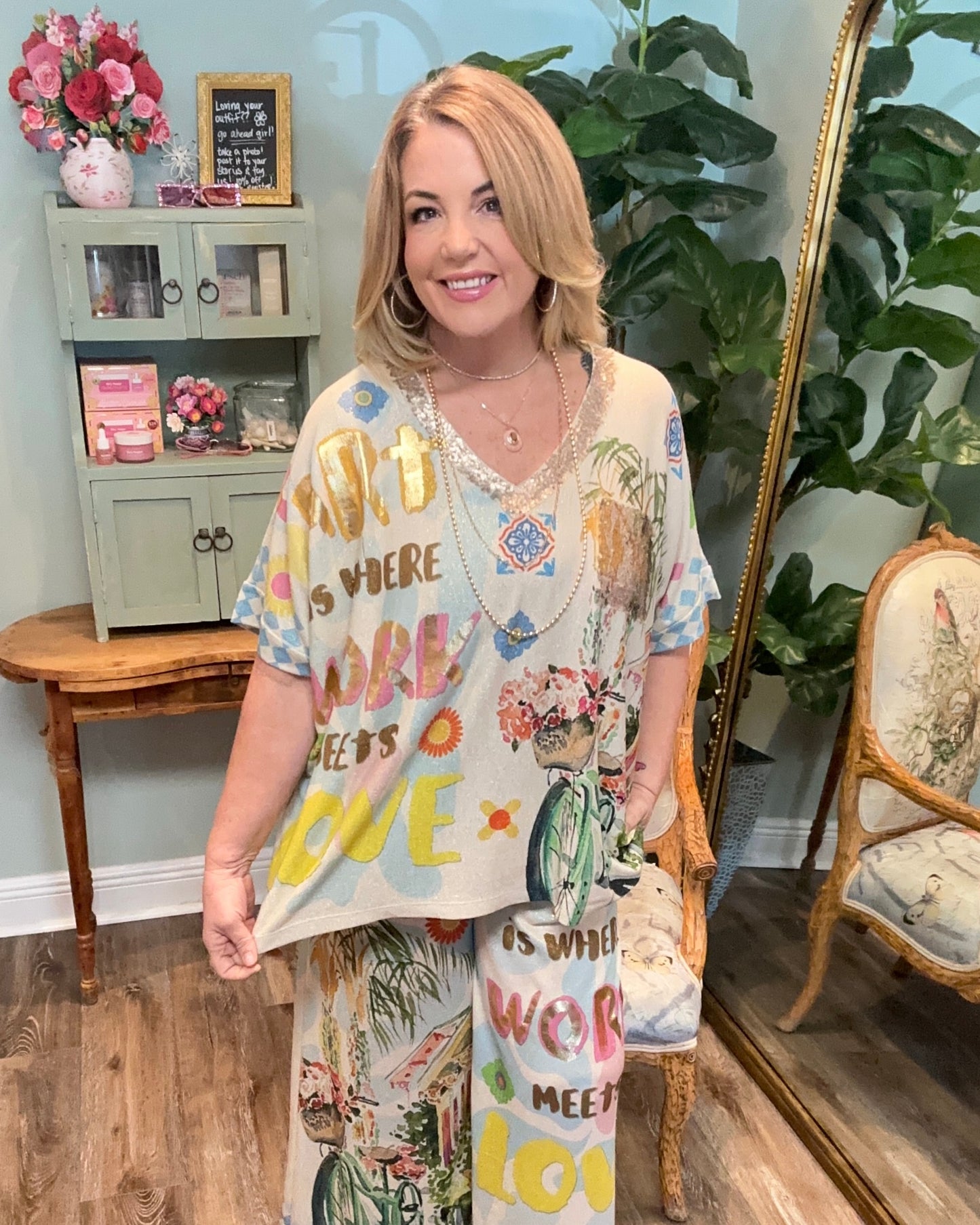 Shimmer Italian Print 2 Piece Set