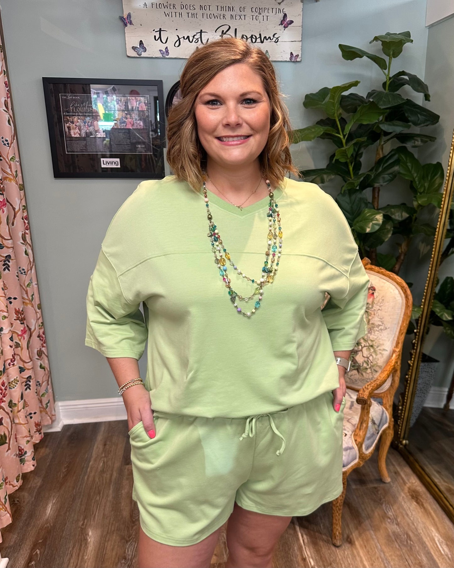 V-neck Tee and Short Set