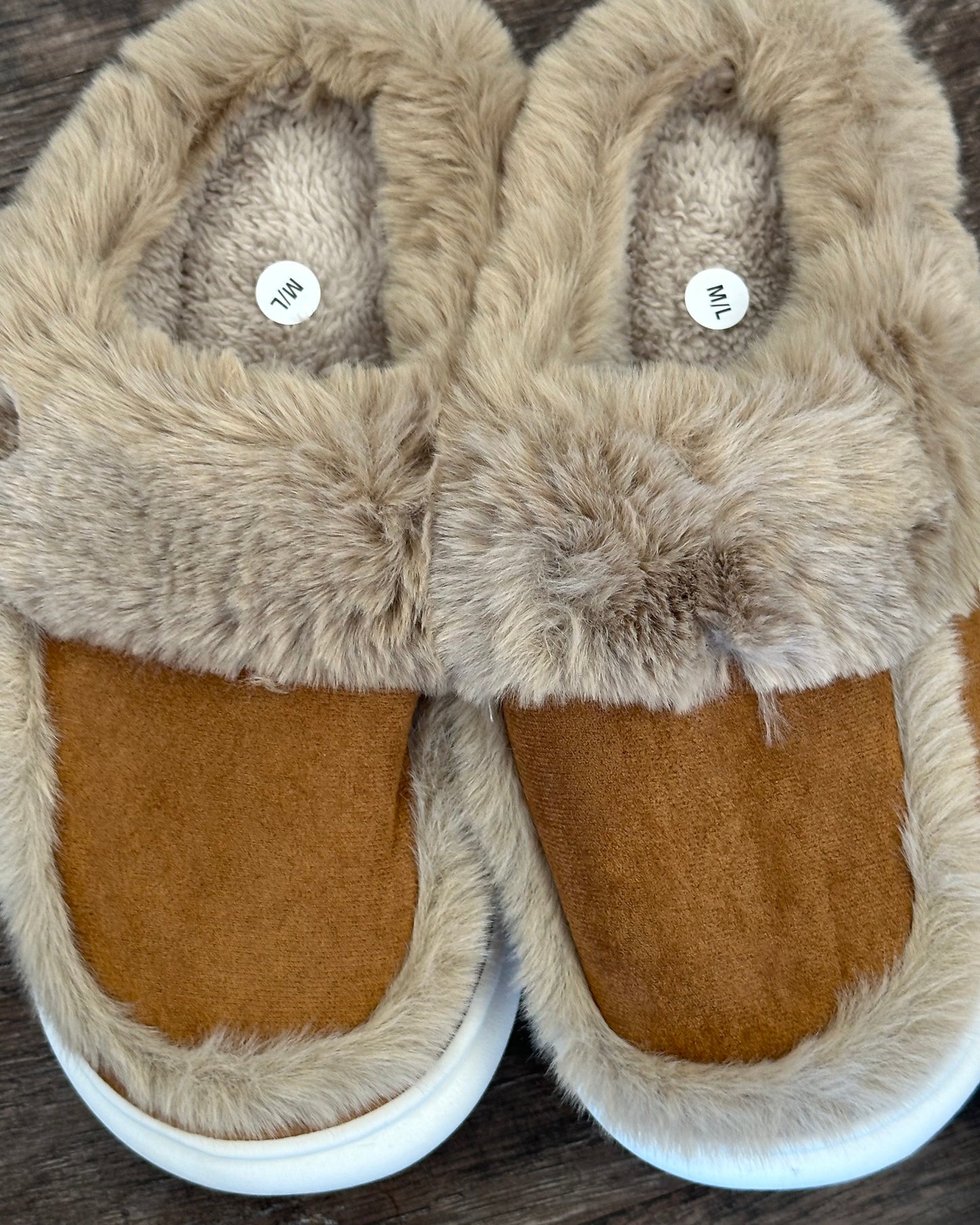 Faux Suede Fuzzy Slippers