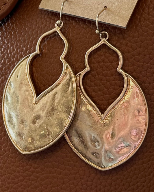 Gold Arabesque Hammered Earring