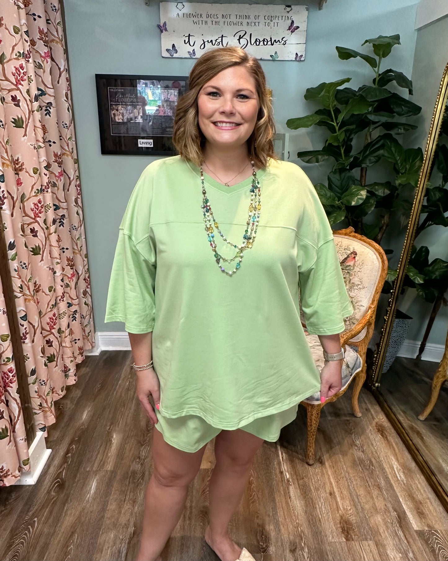 V-neck Tee and Short Set