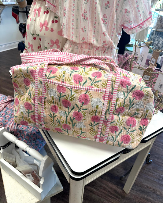 Pink Floral Duffle Bag