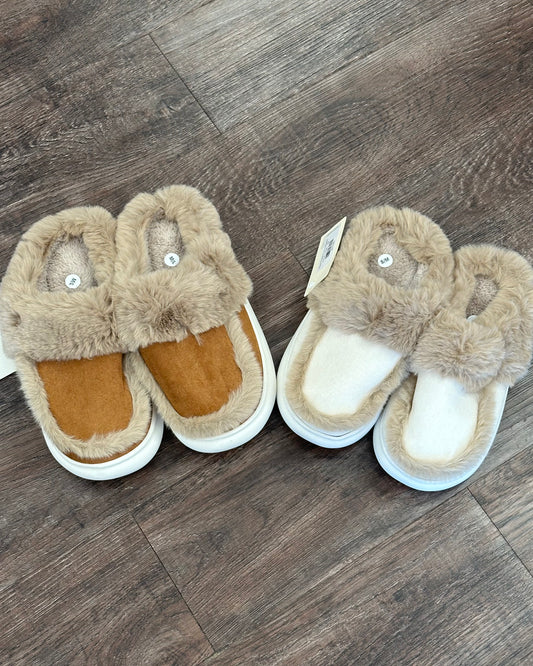 Faux Suede Fuzzy Slippers