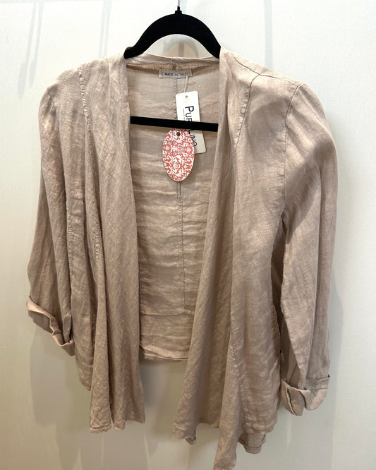 Open Front Linen Cardigan